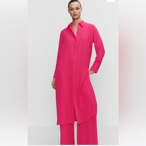 NWT MANGO MNG FUSCHIA PINK CO ORD SET SHIRTDRESS SZ 6 PALAZZO PANTS SZ S CO ORD